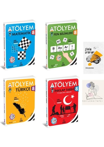 8.sınıf Tüm Dersler Atölyem Soru BANKASI+ZİHİNDENEME-KD306