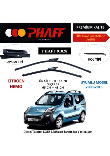 Citröen Nemo (2008-2016) Ön Silecek Süpürgesi 650MM + 480MM
