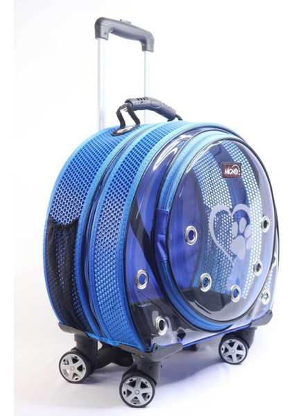 Mavi Sırt Çantası Kedi ve Köpek Taşıma Için Fileli Rahat ve Hafif