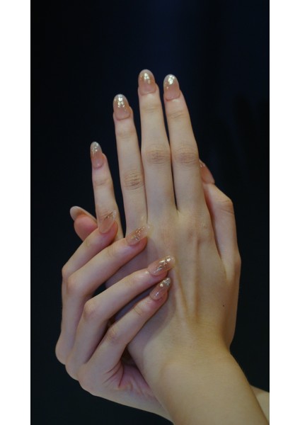 M Beden Nude Altın Yaprak Detay Takma Tırnak modelleri