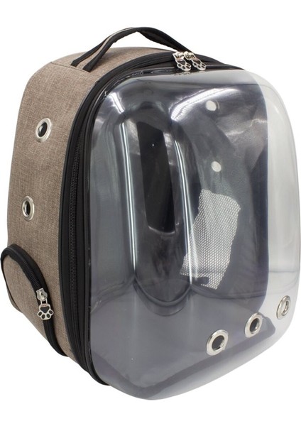 Kahverengi Astronot Temalı Kedi ve Köpek Taşıma Çantası