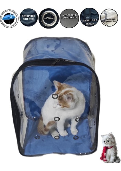 Mavi Renkli Evcil Hayvan Taşıma Çantası, Sırt Çantası, Konforlu ve Şık Tasarım fiyatları