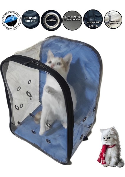 Mavi Renkli Evcil Hayvan Taşıma Çantası, Sırt Çantası, Konforlu ve Şık Tasarım fırsatları