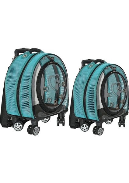 Turkuaz Renkli, Tekerlekli, Büyük Boy Taşıma Çantası, Sırt ve Çekçekli Model