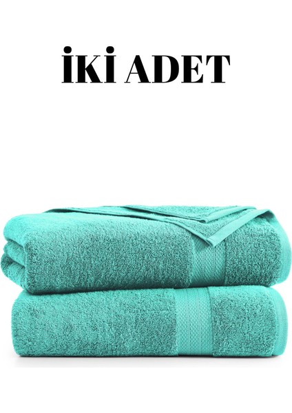 Turkuaz Iki Adet Büyük Banyo Havlusu %100 Pamuk Yumuşak Duş Vücut Havlu Çizgi Desenli 90 x 150 cm fiyatları