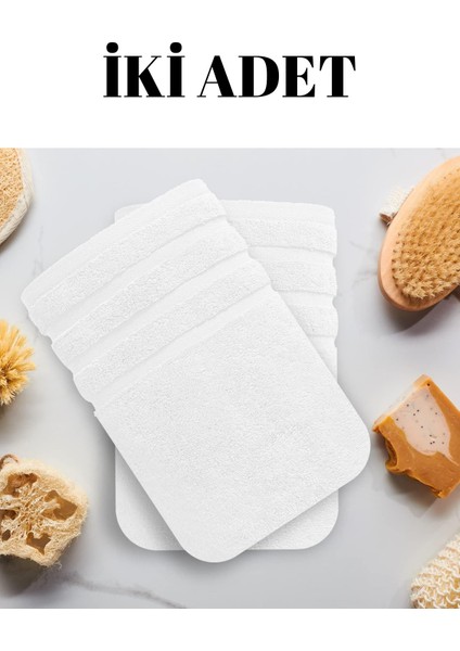 Beyaz Ikili Banyo Duş Havlu Seti %100 Pamuk Üç Çizgi Desenli 70 x 140 cm fiyatları