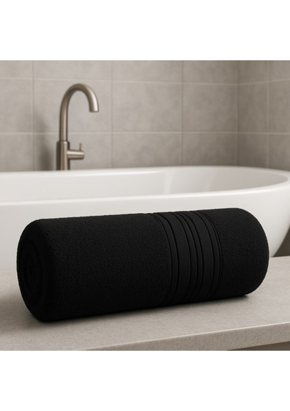 Siyah Renkli Banyo Duş Havlusu %100 Pamuk Vücut Plaj Havlusu Pamuklu Büyük Çizgili Havlu 70X140 cm fiyatları