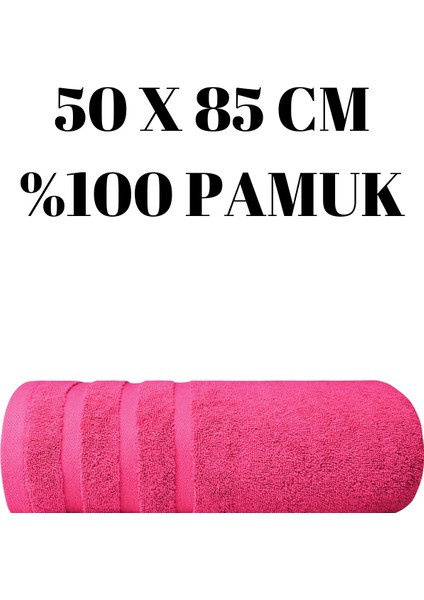 Şeker Pembesi Iki Adet El Yüz Havlusu Seti %100 Pamuk 50 x 85 cm Üç Çizgi Desenli