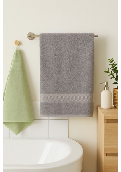 Gri Renk Lüks Banyo Havlusu – Yüksek Su Emici Ekstra Yumuşak Kalın Bordürlü 70X140 cm fiyatları