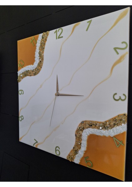 Duvar Saati - 40 cm - Modern Dekoratif Duvar Saati - Epoksi Duvar Saati - El Yapımı Duvar Saati -Kare Duvar Saati modelleri