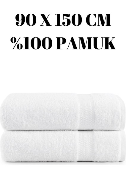 Beyaz Iki Adet Büyük Banyo Havlusu %100 Pamuk Yumuşak Duş Vücut Havlu Çizgi Desenli 90 x 150 cm