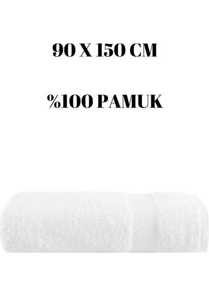 Beyaz Büyük Boy Banyo Duş Vücut Havlusu % 100 Pamuk Çizgi Desenli 90 x 150 cm 500 Gram Bir Adet