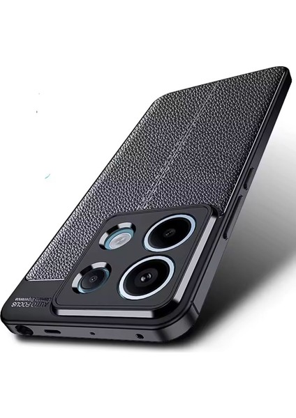 Xiaomi Redmi 15C Kılıf Kamera Korumalı Deri Görünümlü Dikiş Desenli Koruyucu Niss Kapak