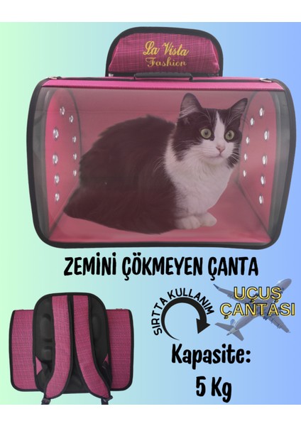 Kedi ve Köpekler Için Şık Sırt Taşıma Çantası, Pembe Renk, Rahat ve Hafif Kullanım
