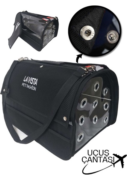 Siyah Kedi ve Köpek Taşıma Çantası, Perdeli, Hafif ve Pratik