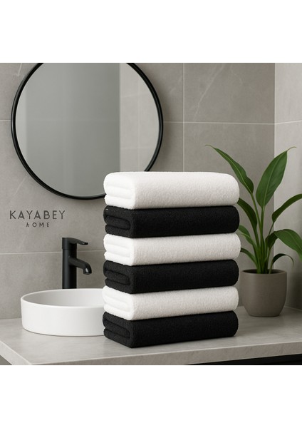 6'lı Siyah Beyaz El Yüz Havlusu Seti - %100 Pamuk Yumuşak ve Su Emici 30X50 cm fiyatları