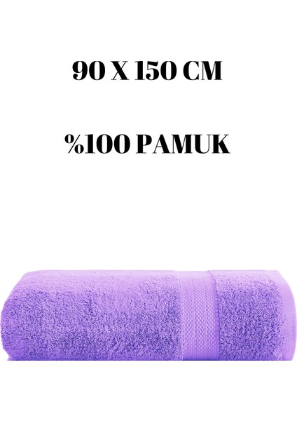 Mor Büyük Boy Banyo Duş Vücut Havlusu % 100 Pamuk Çizgi Desenli 90 x 150 cm 500 Gram Bir Adet Tekli