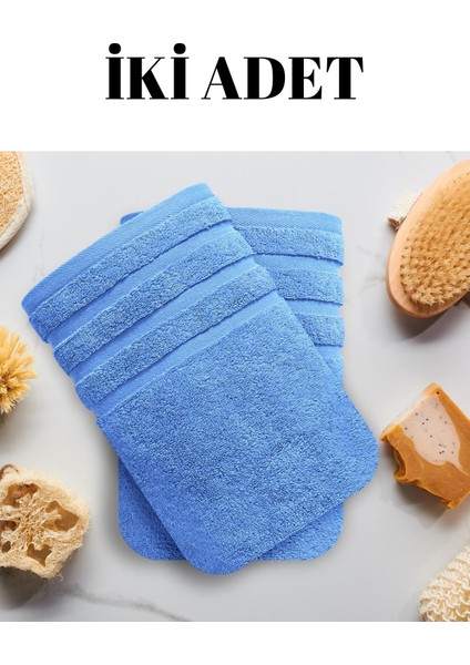 Mavi Ikili Banyo Duş Havlu Seti %100 Pamuk Üç Çizgi Desenli 70 x 140 cm fiyatları