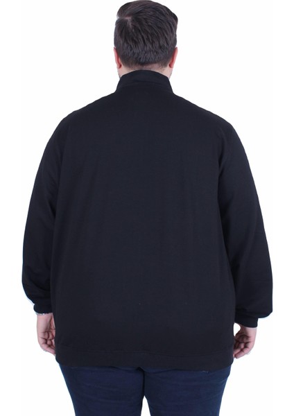 Mocgrande Büyük Beden Basic Mevsimlik Fermuarlı Sweatshirt 22750 Siyah