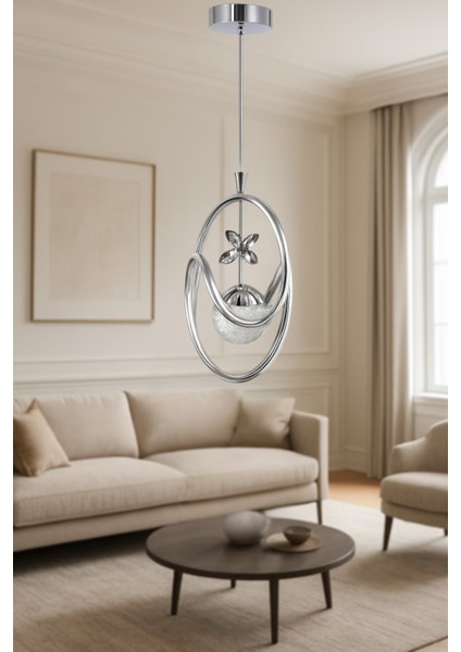 AYLİN KROM LEDLİ AVİZE