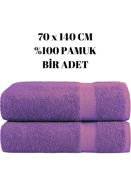 Mor 70X140 Çizgili %100 Pamuk Yumuşak Banyo Havlusu