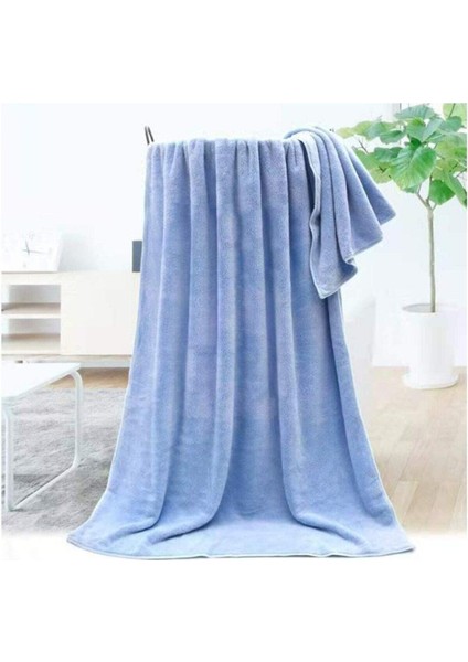 %100 Pamuk Açık Mavi Renkli Banyo Havlusu Ekstra Yumuşak Plaj Havlusu 70X140 cm 400 gr