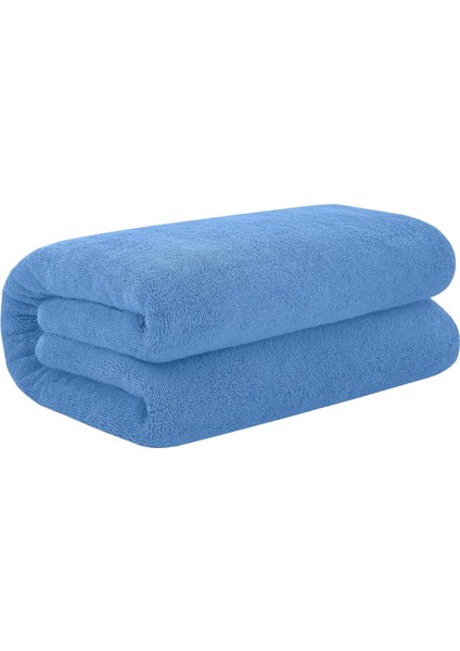 Büyük Banyo Havlusu 90X150 %100 Pamuk Açık Mavi Banyo Duş Havlusu