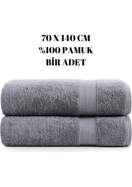 Gri 70X140 Çizgili %100 Pamuk Yumuşak Banyo Havlusu