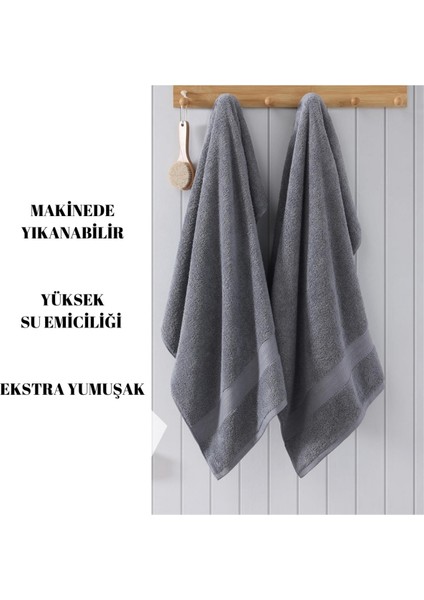 Gri 70X140 Çizgili %100 Pamuk Yumuşak Banyo Havlusu modelleri