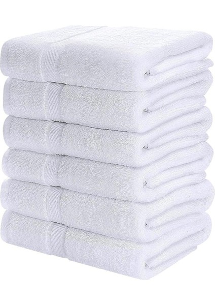 Bir Adet Beyaz Banyo Duş Havlusu 70X140 %100 Pamuk Çizgili