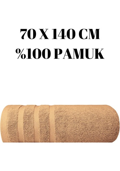 Kahverengi Banyo Duş Havlusu %100 Pamuk Çizgi Desenli 70 x 140 cm 305 gr Bir Adet