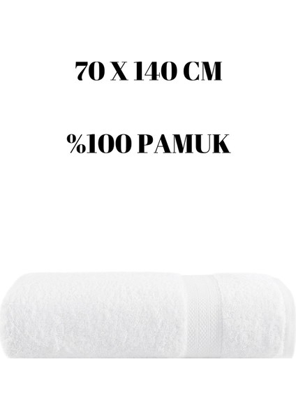 Beyaz Banyo Havlusu Duş Vücut Havlusu Yumuşak Su Emici %100 Pamuk Çizgi Desenli 70 x 140 cm