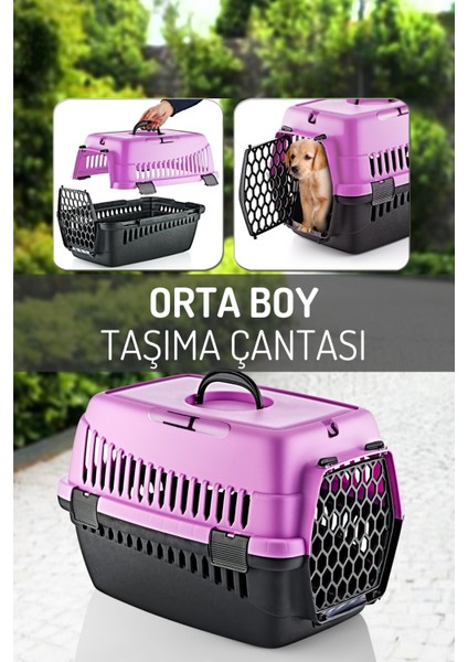 Mor Orta Boy Evcil Hayvan Taşıma Çantası, Şık ve Kullanışlı, Hafif ve Pratik Kullanım Sağlar.