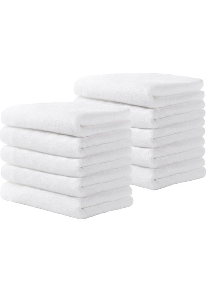 Beyaz 10 Adet El Yüz Havlusu Seti %100 Pamuk Misafir Mutfak Spor Yumuşak Havlu 30 x 50 cm