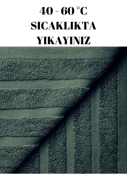 Haki Bir Adet Banyo Duş Havlu Seti %100 Pamuk Çizgi Desenli 90 x 145 cm modelleri