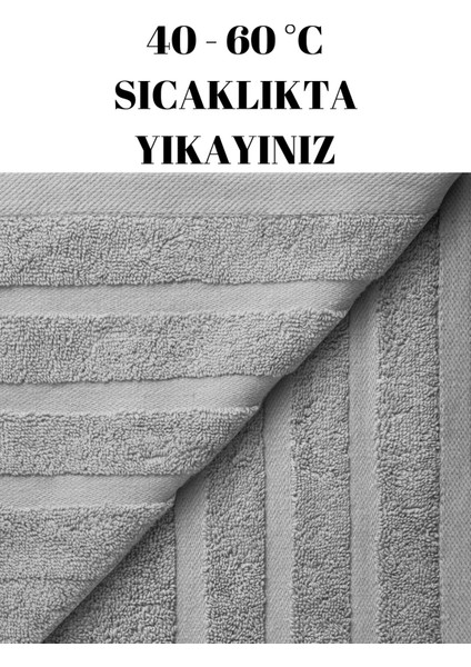 Gri Ikili Banyo Duş Havlu Seti %100 Pamuk Üç Çizgi Desenli 70 x 140 cm modelleri