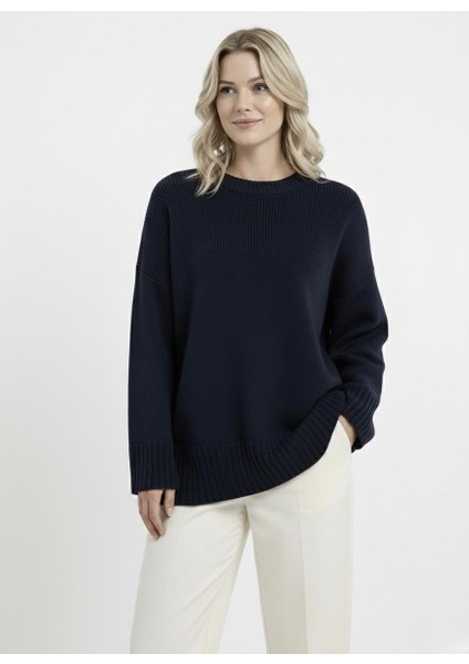 Basic Kadın Kazak Lacivert Oversize modelleri