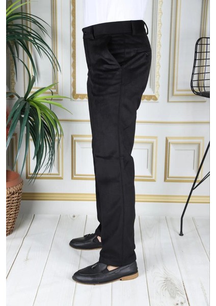Siyah Polarlı Kadife Pantolon Esnek Kalın Fitil Klasik Kesim Yan Cepli Astarlı Phantom Jeans modelleri