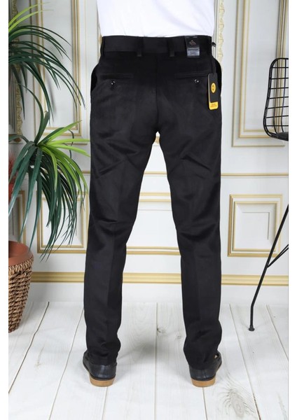 Siyah Polarlı Kadife Pantolon Esnek Kalın Fitil Klasik Kesim Yan Cepli Astarlı Phantom Jeans fırsatları