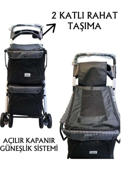 Iki Katlı Evcil Hayvan Arabası, Beyaz, 85X51X100CM, 10+10 Kg, Sağlam ve Şık Tasarım fiyatları