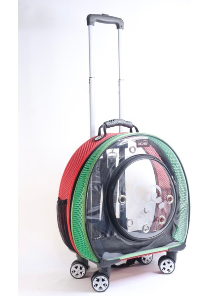 Fileli Sırt ve Tekerlekli Küçük Taşıma Çantası, Kırmızı ve Yeşil Renk Seçeneği