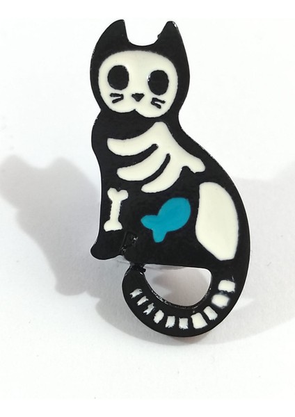 Xray Kedi Rozet Röntgen Rozet Mineli Metal Cadılar Bayramı Halloween Rozet Kadın Broş Pin