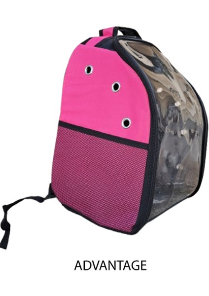 Pembe Sırt ve El Taşıma Çantası, Hava Kanallı, Fileli Cep, Evcil Hayvan Taşıma Için Ideal