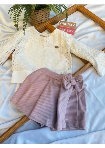Fitilli Kadife Pembe Şort Etekli Takım 88/ fiyatları