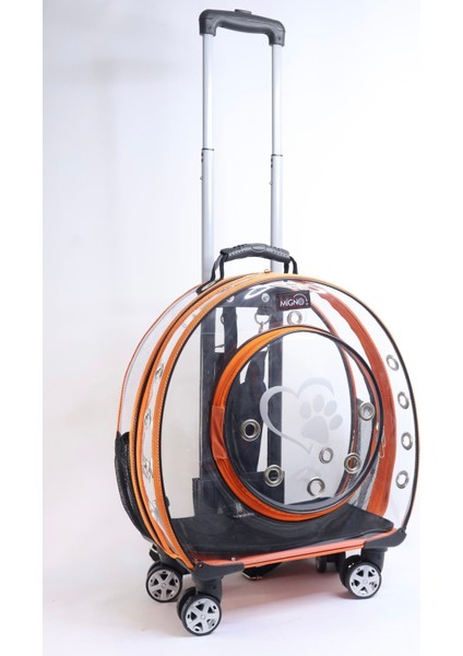 Turuncu Şeffaf Taşıma Çantası, Çekçekli, Küçük Boy, Evcil Hayvanlar Için Uygun