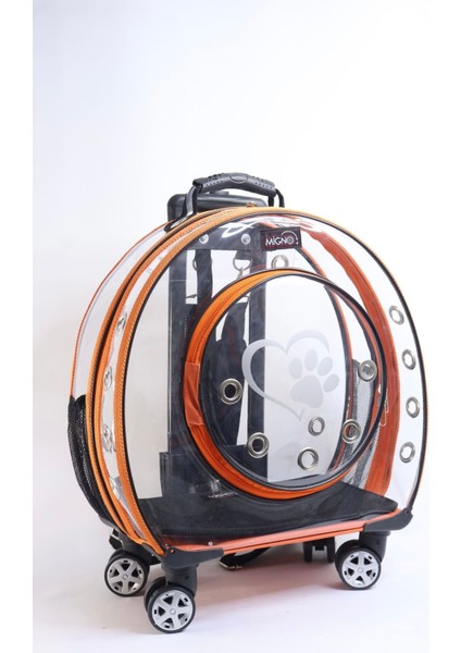 Turuncu Şeffaf Taşıma Çantası, Çekçekli, Küçük Boy, Evcil Hayvanlar Için Uygun fırsatları