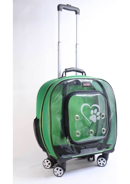 Yeşil Büyük Plastik Taşıma Çantası, Fileli, Konforlu ve Güvenli Evcil Hayvan Taşıma