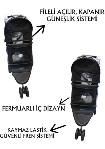 Evcil Hayvan Taşıma Arabası 80X46X99CM, Siyah, 15 kg Taşıma Kapasitesi fiyatları