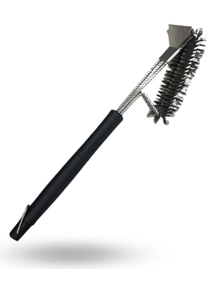 Büro Ev Ofis Piknik Keyfi Için Uzun Saplı Çelik Telli Mangal Izgara Temizleme Fırçası