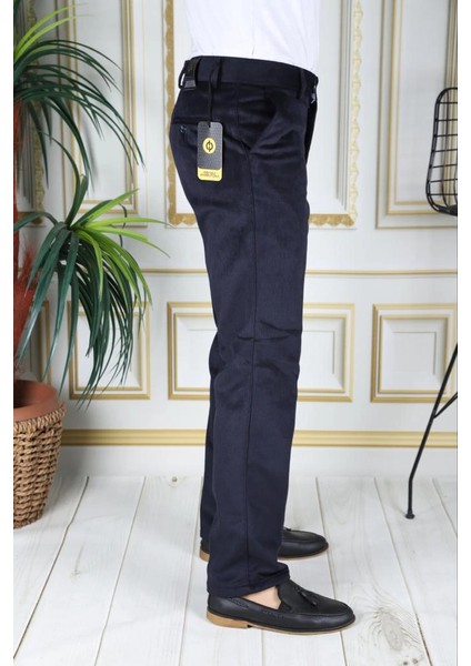 Lacivert Polarlı Kadife Pantolon Esnek Kalın Fitil Klasik Kesim Yan Cepli Astarlı Phantom Jeans fiyatları